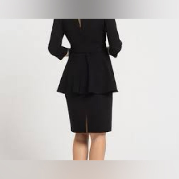 NWT Mina Audin,Defining Couture Craftsmanship,Black Peplum Power Dress,Size 40/8 - Picture 5 of 16